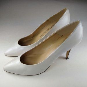 Caressa White High Heel Pumps